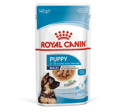 Royal Canin Wet Food Chunks in Gravy for Maxi Breed Puppies (Up to15 Months & 26-44kg)140 gr