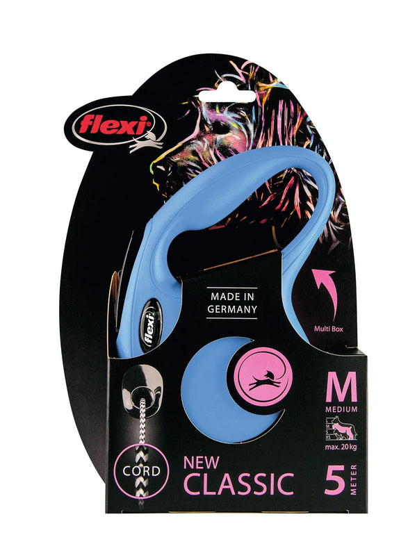 Flexi Classic medium blue 5m Retractable Tape Leash for Dogs (Up to 25kg)