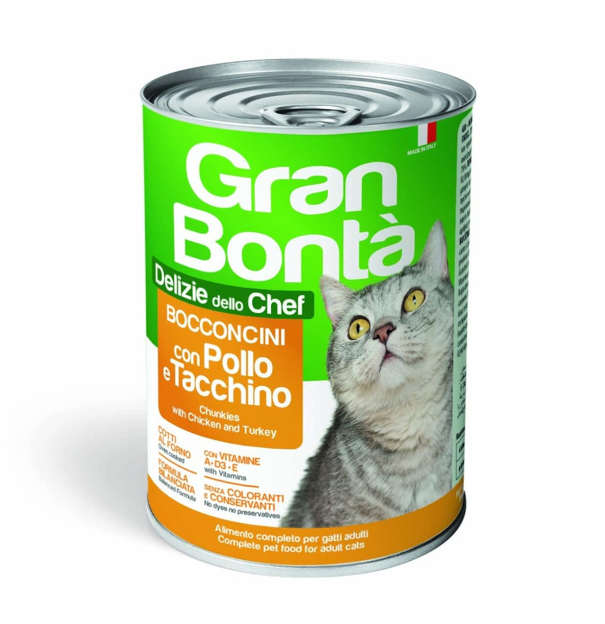 Gran Bonta wet food chunks with chicken and turkey for adult cat 400g