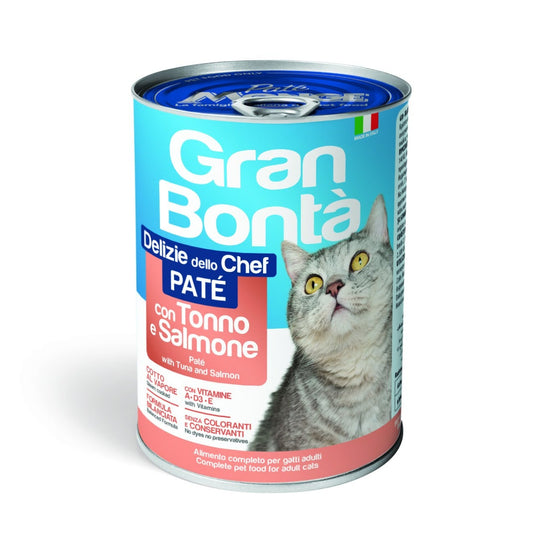 Gran Bonta wet food pate with tuna and salmon for adult cat 400g