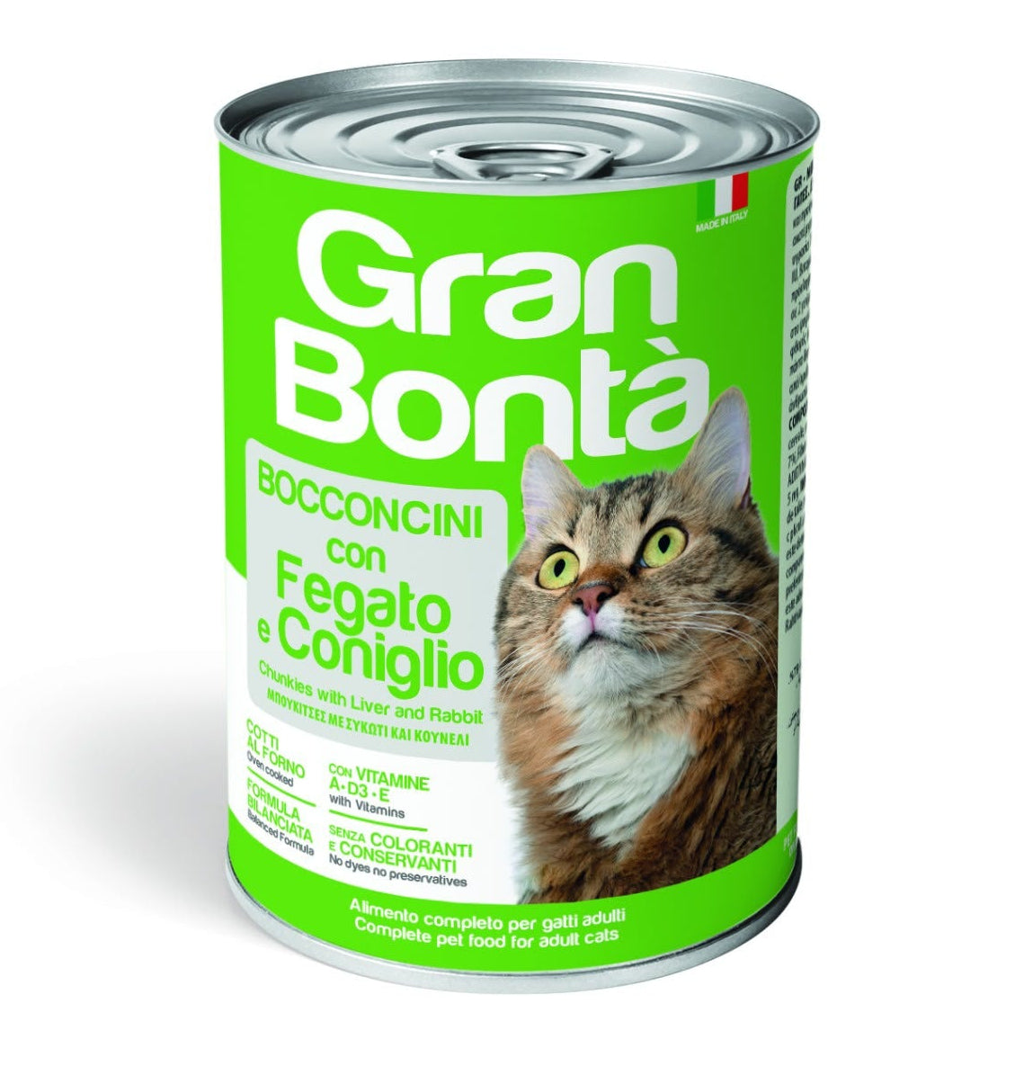 Gran Bonta wet food chunks with liver and rabbit for adult cat 400g