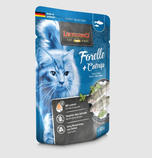 Leonardo Wet Food with Catnip & Trout for Adult Cats 85gm