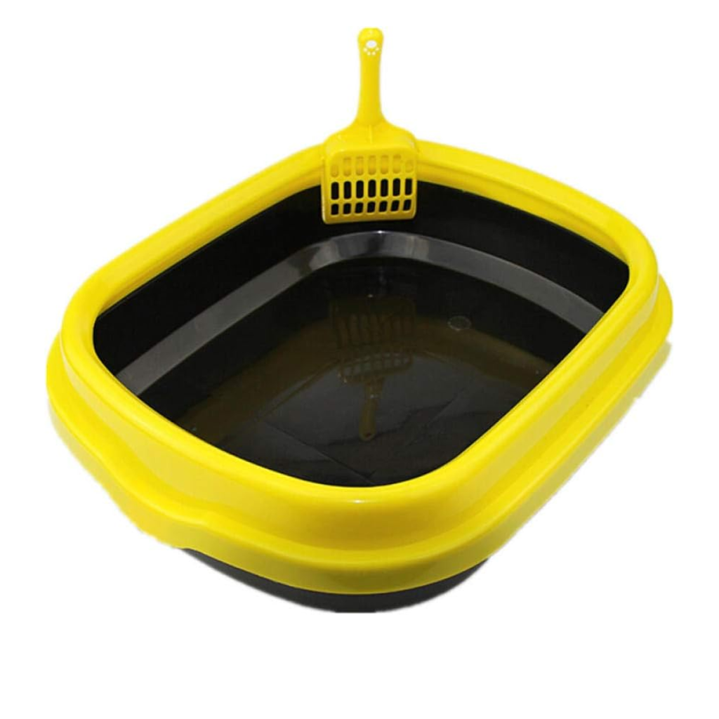 Groovy Cat Litter Tray with Rim & Scoop (42x35x15cm)