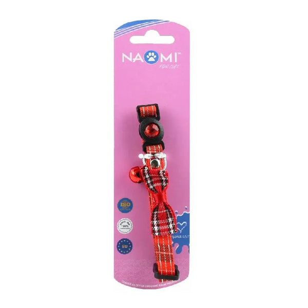 naomi xs red&white cat collar with bow&bell