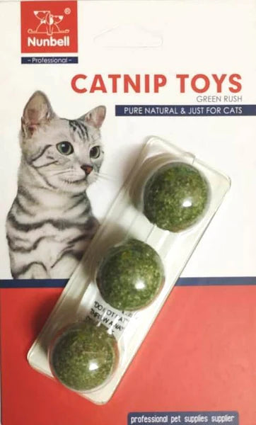nunbell catnip toys green rush 3 ball