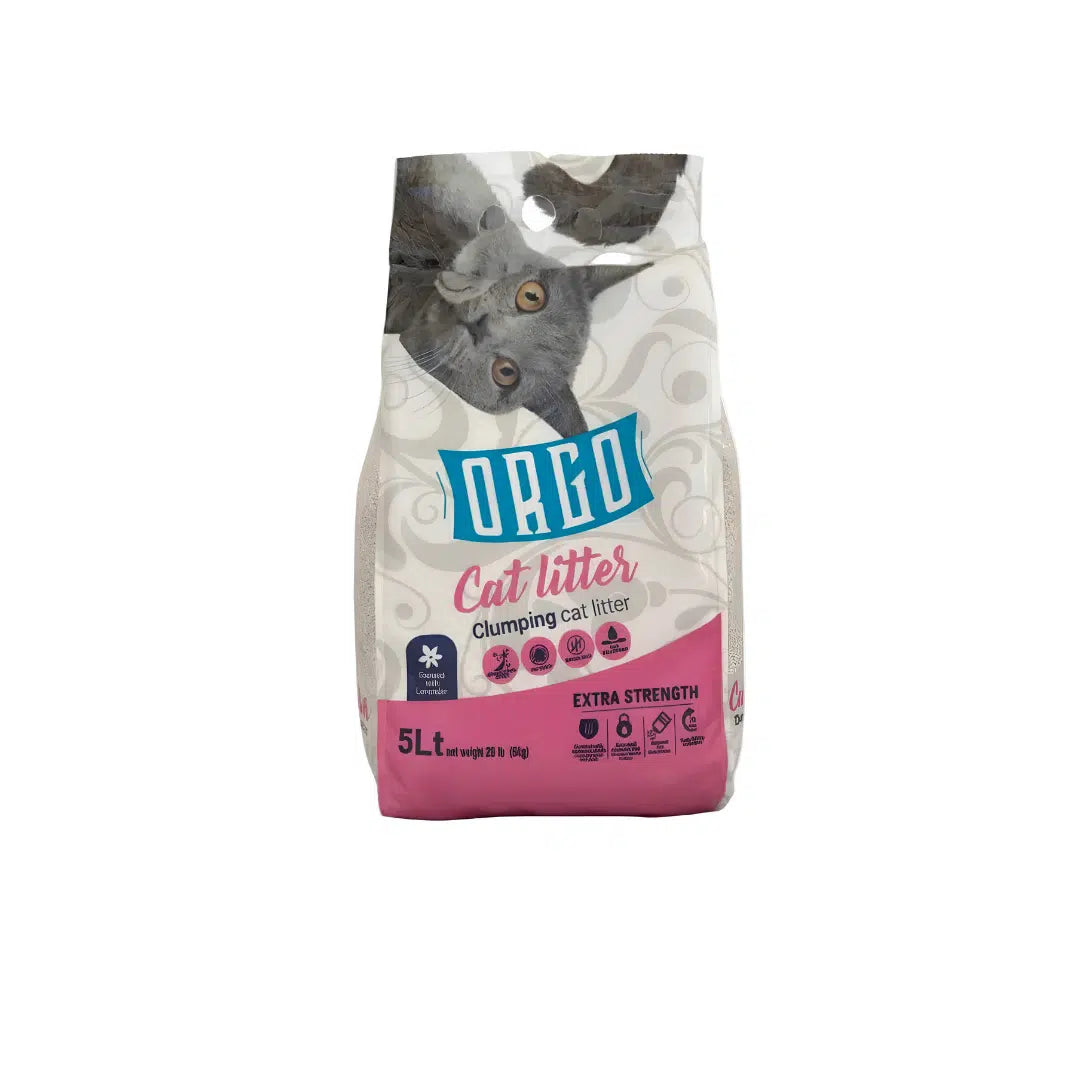 Orgo Bentonite Clumping Cat Litter lavender Scent 5L