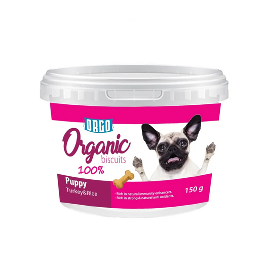 Orgo Organic Biscuit Treats with turkey & Rice for Puppies 150GM