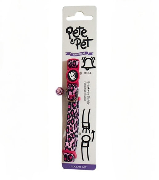 Pete & Pet Black & Pink Cheetah Print Cat Collar with Bell