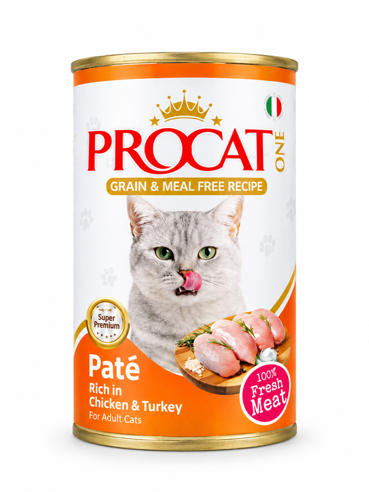 Procat one wet food pate with chicken & turkey for adult cat 400g