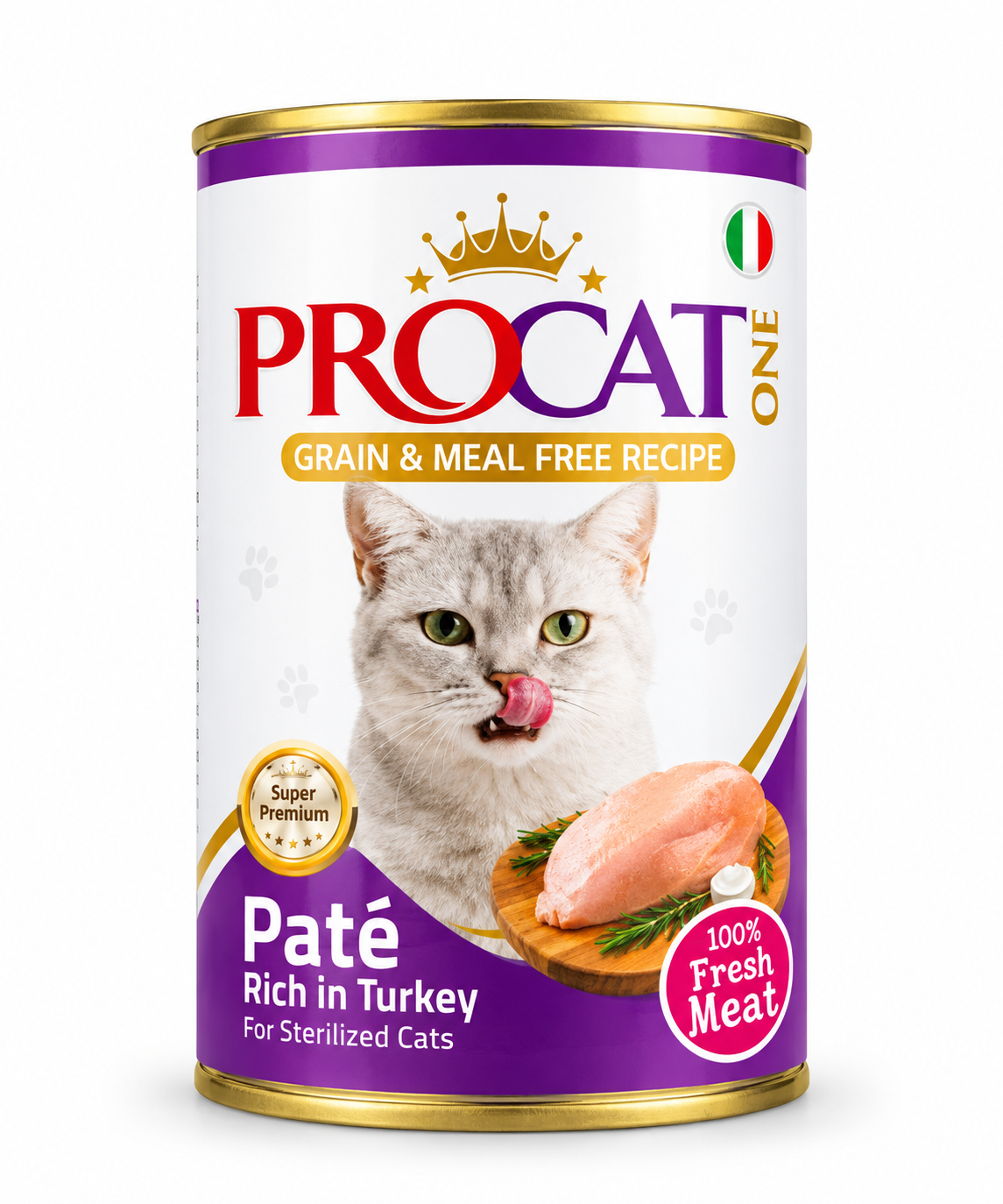 Procat one wet food pate with turkey for sterilized cat 400g