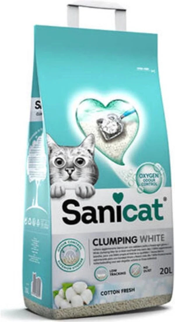 Sanicat White Clumping Cat Litter Cotton Fresh Scent 20l