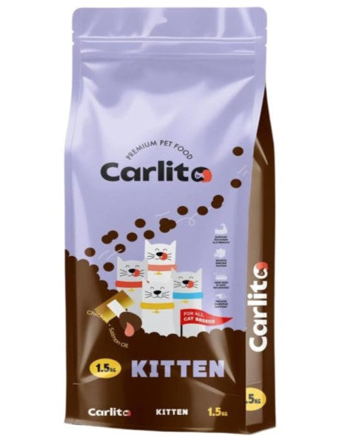 Carlito Dry Food with Chicken & Salmon Oil for Kittens 1.5kg