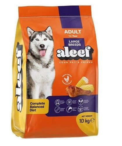 Aleef Dry Food with Chicken & Corn for Large Breed Adult Dogs (1+ Years) 10 kg