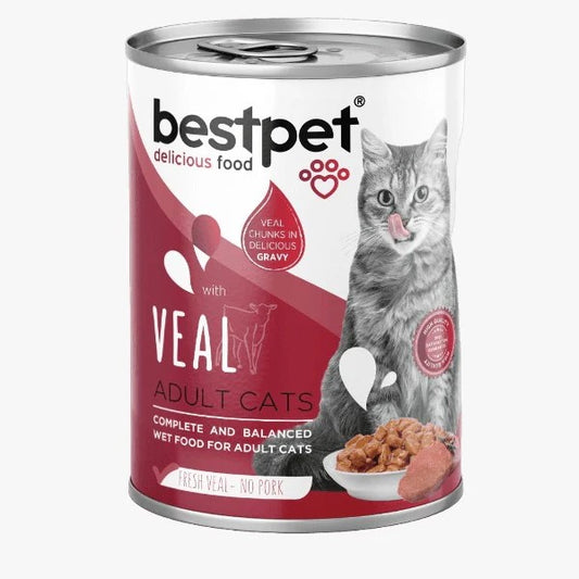 Bestpet Wet Food Chunks with veal in Gravy for Adult cat 400gm