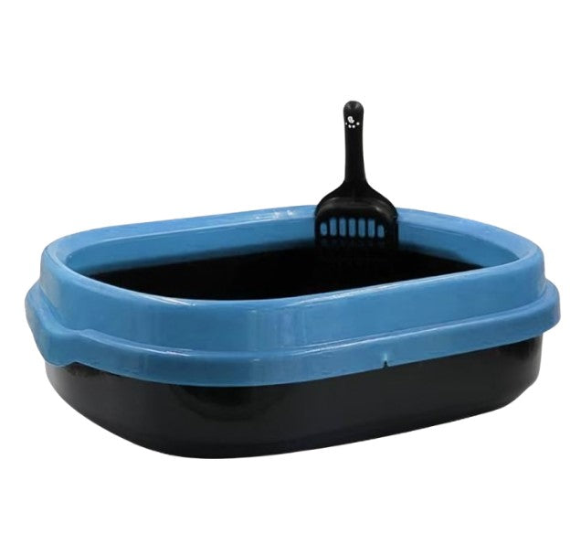 Groovy Cat Litter Tray with Rim & Scoop (42x35x15cm)