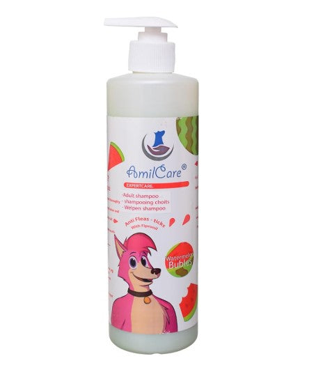 Amil Care Anti Fleas & Ticks Shampoo for Adult Dogs Watermelon Scent 1000 ml