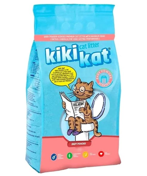 Kiki Kat Bentonite Clumping Cat Litter Baby Powder Scent 10L