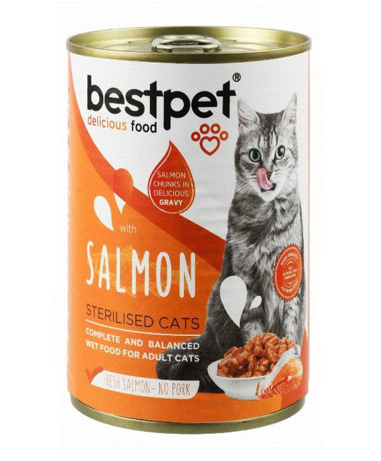 Bestpet Wet Food Chunks with Salmon in Gravy for Sterilized Cat 400 gr