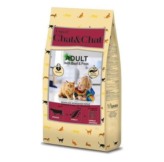 Chat&Chat Dry Food with Beef & Peas for Adult Cats 2kg