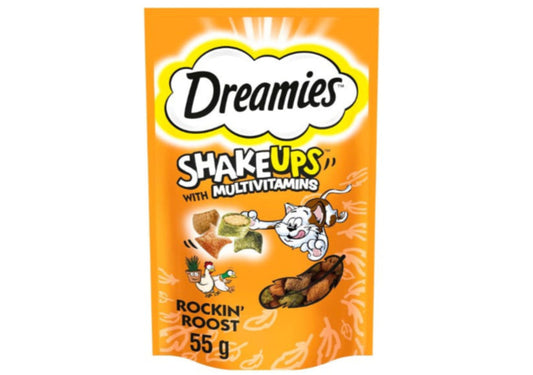 Dreamies Shake Ups Rockin Roost Cat Treats Chicken Catnip  Duck Flavor 55gm