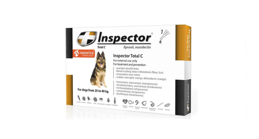 Inspector Total K Anti-Flea Tick  Lice Spot-On Solution with Fipronil  Moxidectin for Dogs (25-40kg)