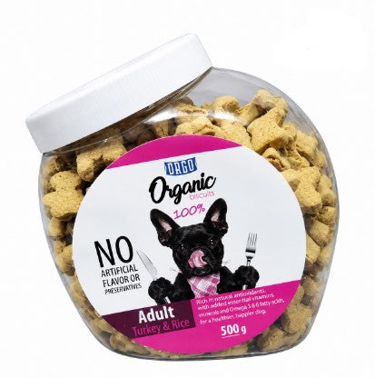 Orgo Organic Biscuit Treats with turky & Rice for Adult Dogs 500gm