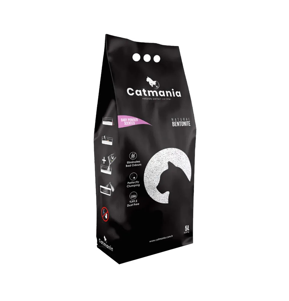 Catmania Natural Bentonite Clumping Cat Litter Baby Powder Scent 5L