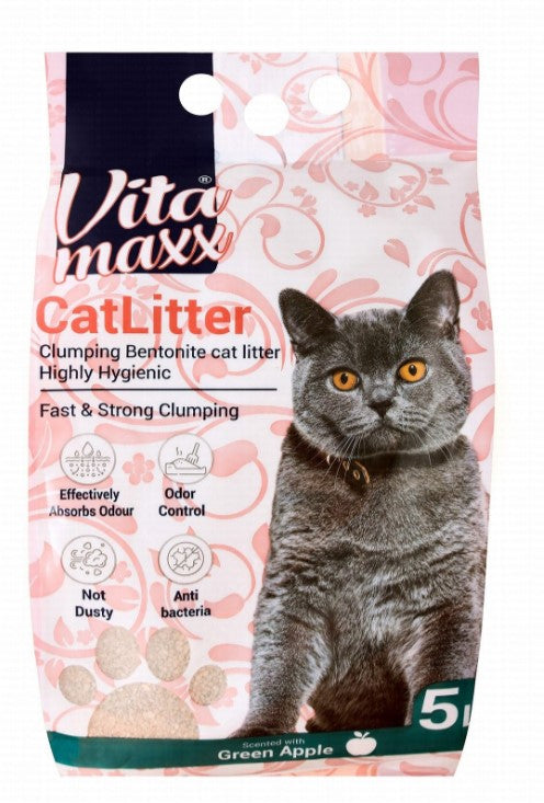Vita Maxx Bentonite Clumping Cat Litter Green Apple Scent 5L