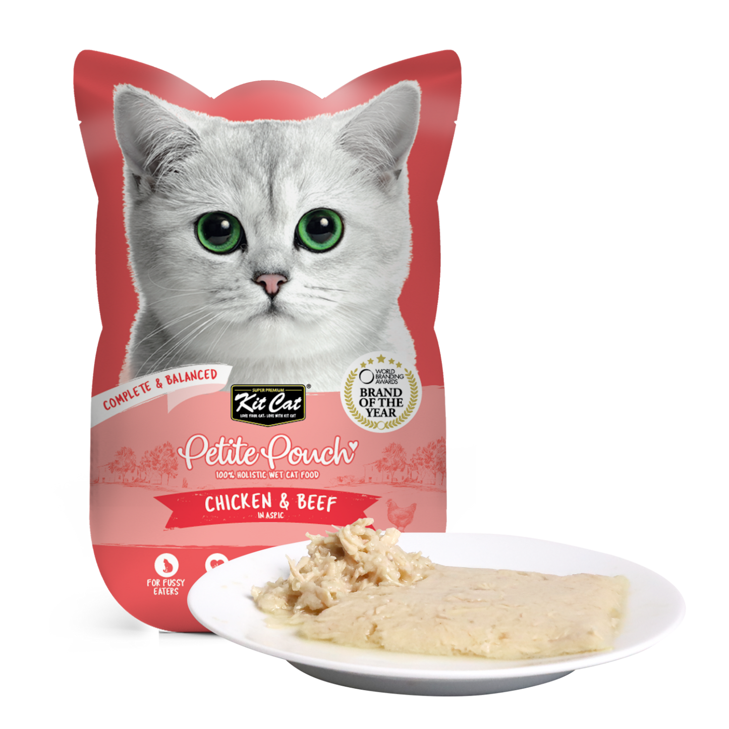 Kit Cat Petite Pouch Wet Cat Food with Chicken & Beef in Aspic 70 gr