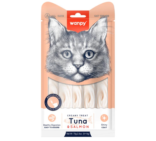 Wanpy Creamy Cat Treats with Tuna & Salmon (5 Pieces)