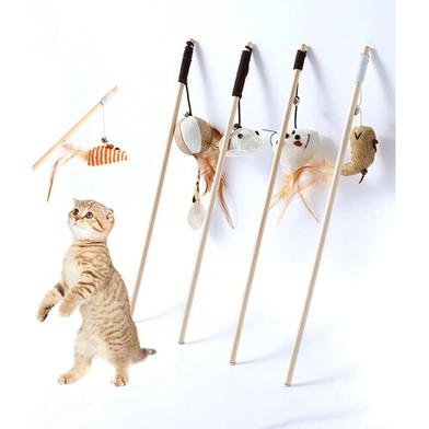 dobo pet toy cat stick with rat 1pcs