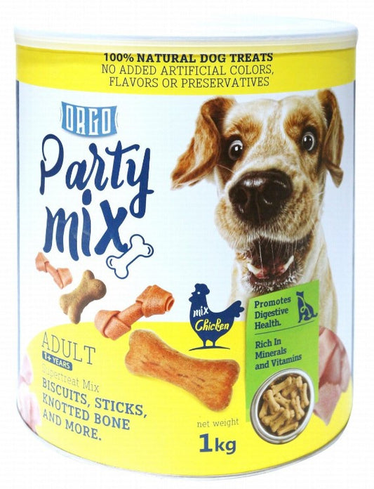Orgo Party Mix Super Treat with Chicken for Adult Dogs (1+ Years) - no added artificial colors  no added artificial flavors & artificial preservatives1 kg