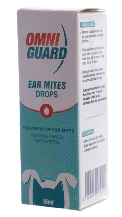 Omni Guard Ear Mite Treatment Drops for Pets15 ml