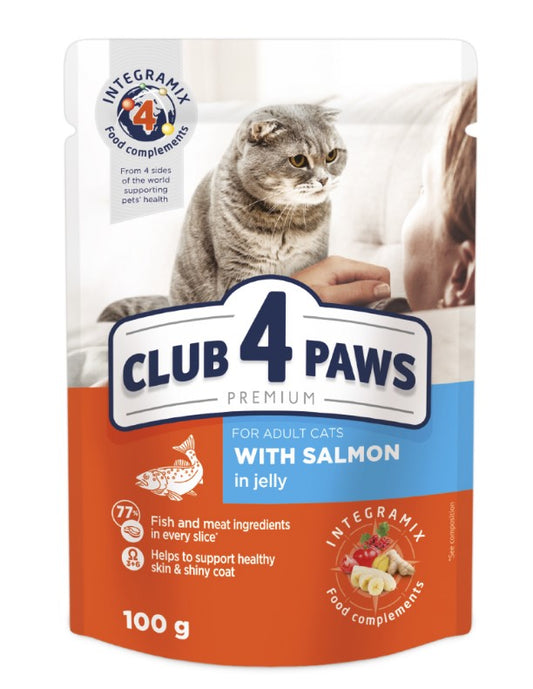 Club 4 Paws Wet Food with Salmon in Jelly for Adult Cats 100g