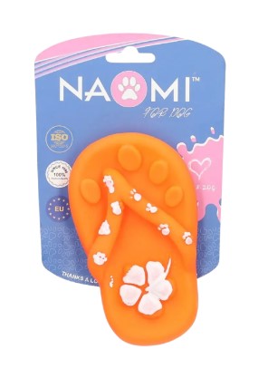 naomi orange&white slipper shaped dog chew toy