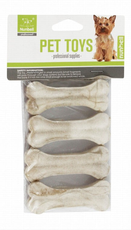 Nunbell White Bone Shaped Chew Dog Toy4 per pack