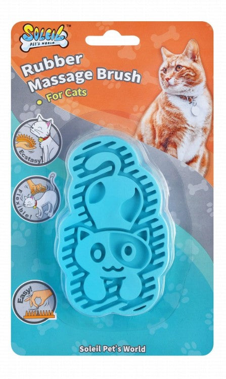 Soleil Blue Rubber Massage Cat Brush1 pcs