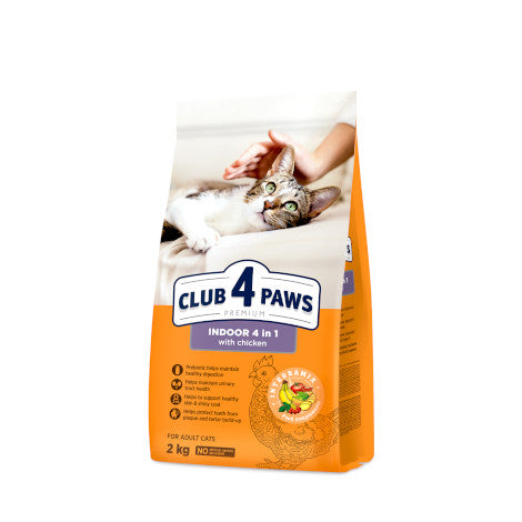 Club 4 Paws in door 4x1 Dry Food with chicken for adult cat 2k