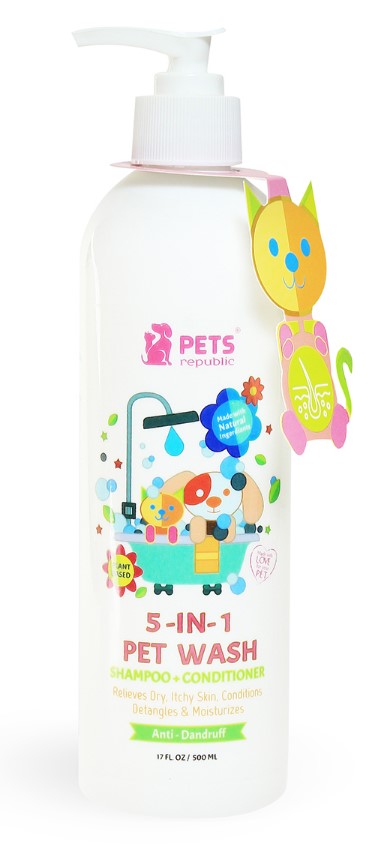 Pets Republic 5in1 Anti-Dandruff Cat Shampoo & Conditioner Strawberry Scent - sulfate free  parabens free  chemicals free500 ml