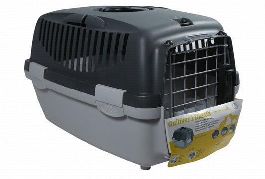 Stefanplast Gulliver 1 Black & Gray Carrier Crate (48x32x21cm) for Pets (5-6kg)