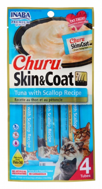 Inaba Churu Skin & Coat Creamy Tuna & Scallop Cat Treats
