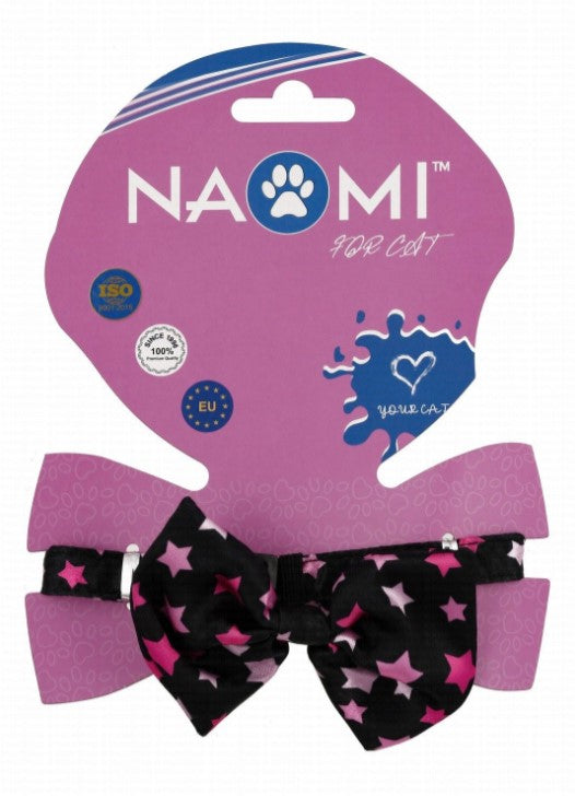 Naomi Black & Pink Star Print Cat Bow Tie