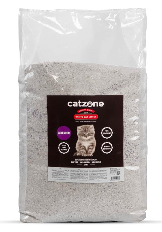 Catzone White Bentonite Clumping Cat Litter Lavender 20K