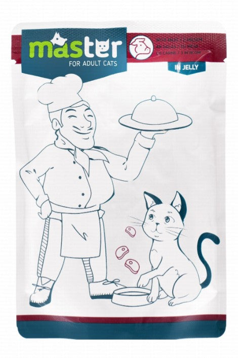 Master Complete Wet Food with Meat in Jelly for Adult Cats 80g