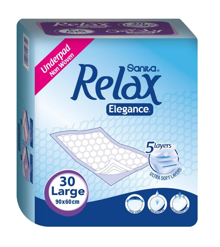 Sanita Relax Elegance Large Non-Woven Underpads (90x60cm) 30p