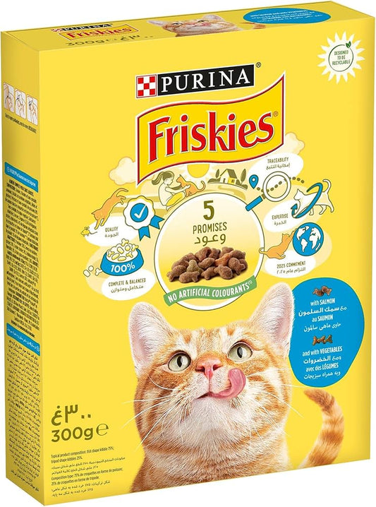 Purina Friskies Dry Food with Salmon & Vegetable for Adult Cats 300 gr
