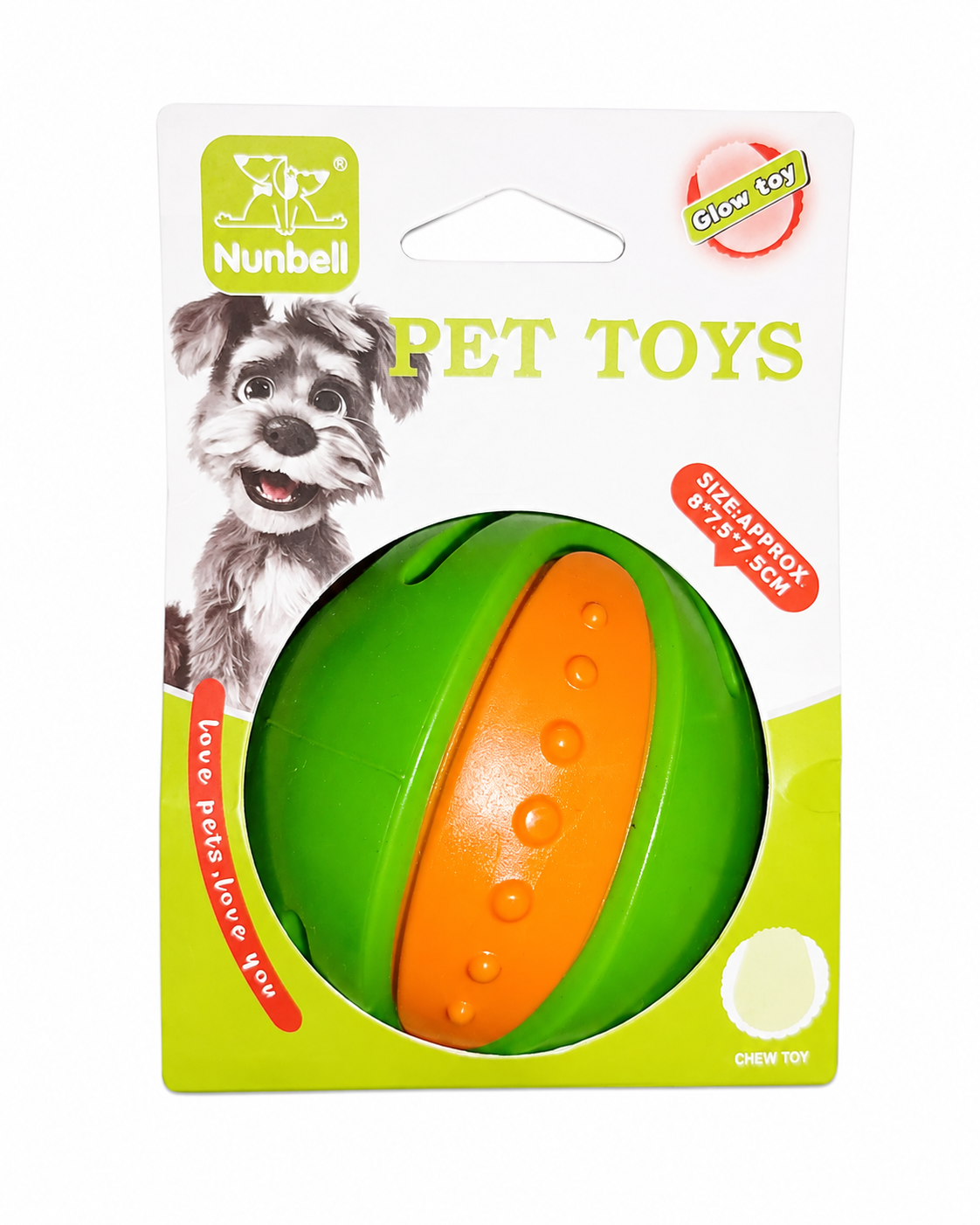 Nunbell green & orange ball 8x7.5x5cm