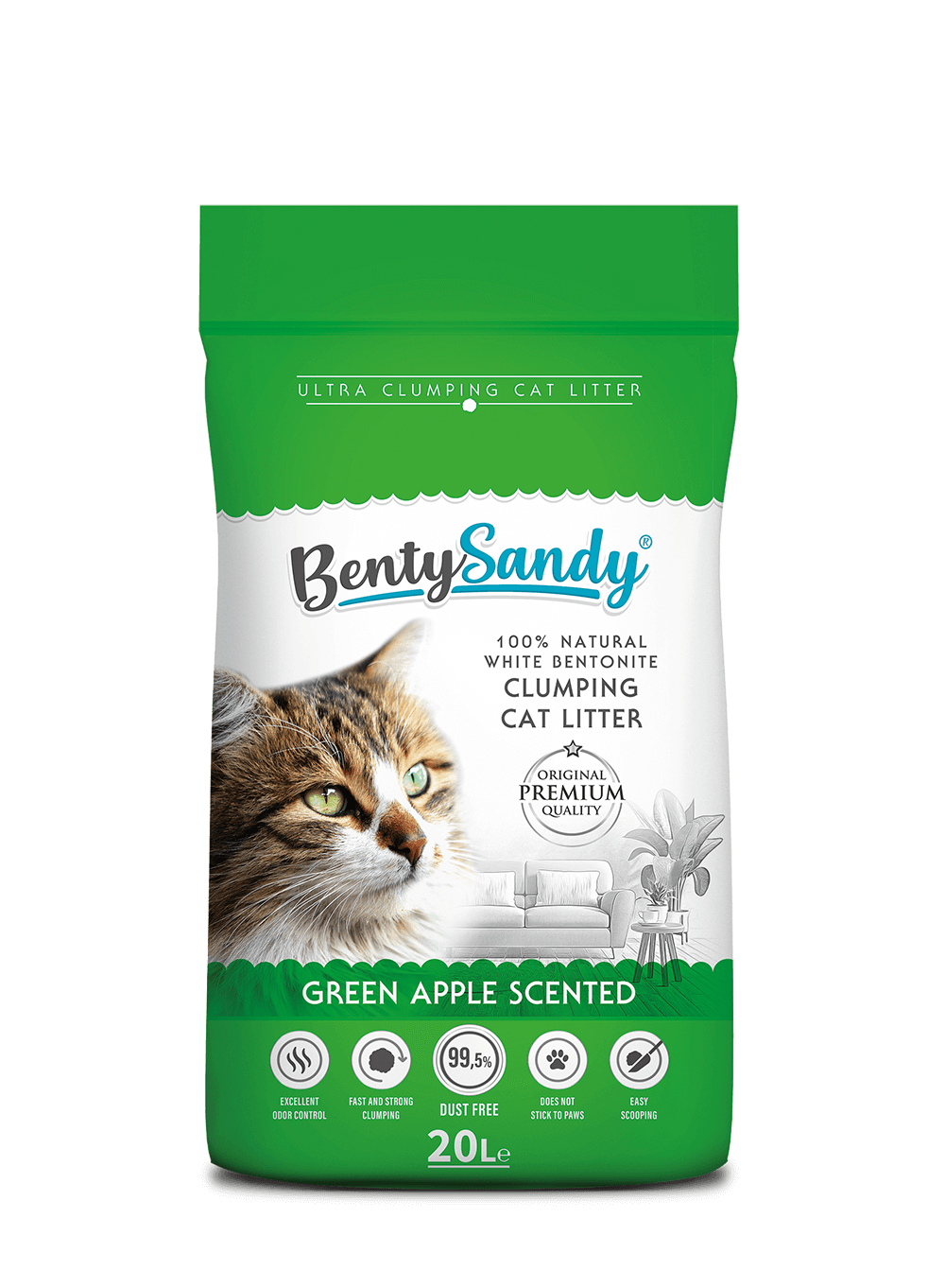 Benty Sandy Clumping Cat Litter Apple Scent 20L
