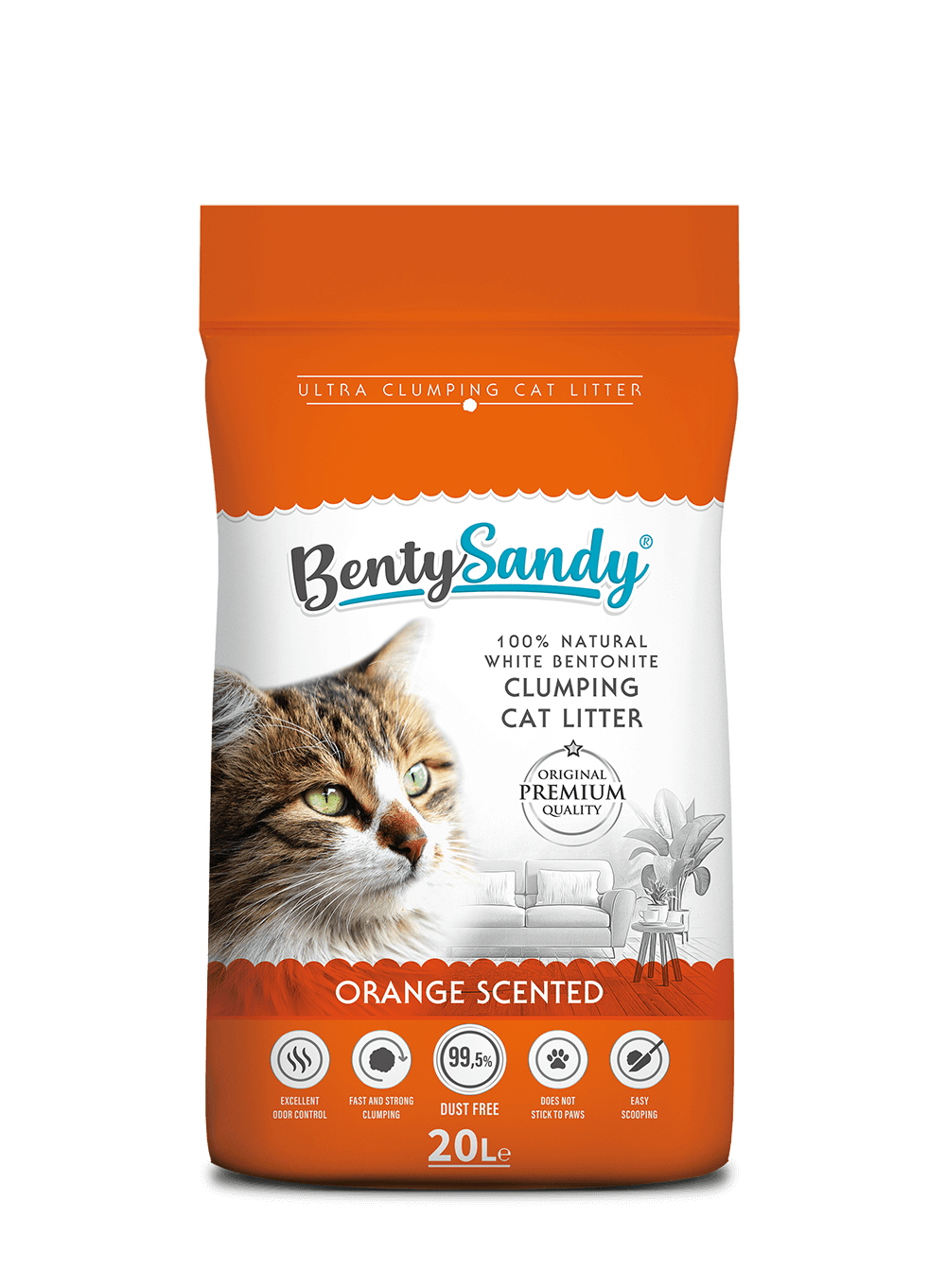 Benty Sandy Clumping Cat Litter orange Scent 20L
