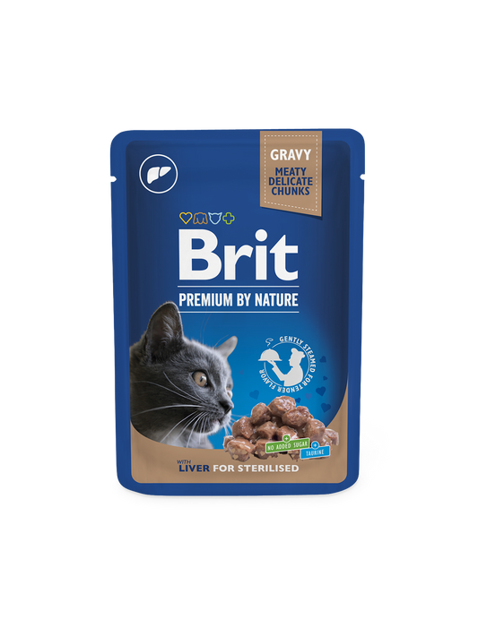 Brit wet food with liver for sterilised cats 100g